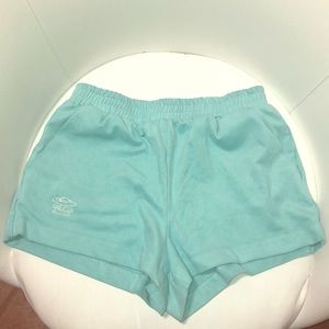 Saucer faux suede pastel blue shorts